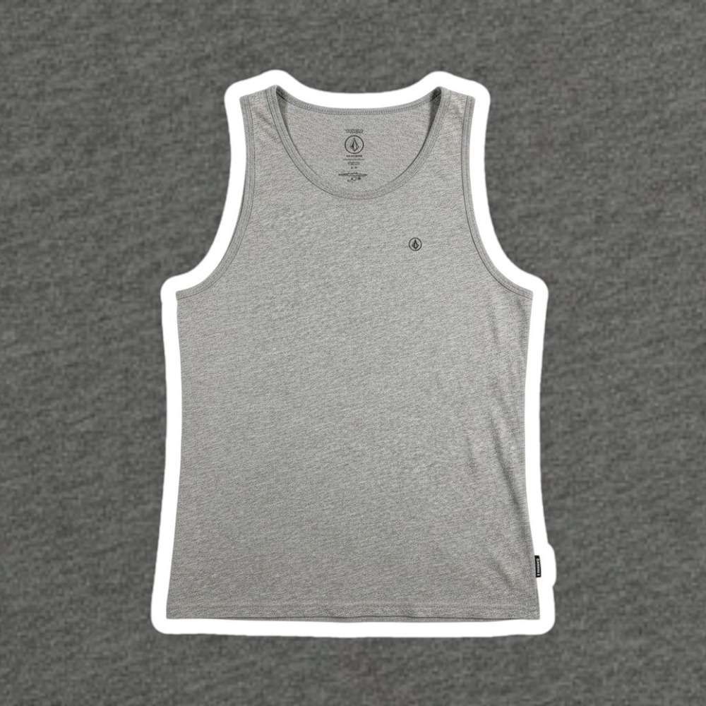 Volcom Tank Top Mens Medium Gray‎ Modern Fit Cotton Blend Logo Sleeveless Casual